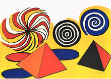Load image into Gallery viewer, Original Hand Signed and Numbered Color Lithograph &quot;Pinwheels and Pyramids&quot; by Alexander Calder - BOCCARA ART Online Store