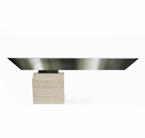 American Modern Chrome and Travertine Illuminated Console Table - BOCCARA ART Online Store