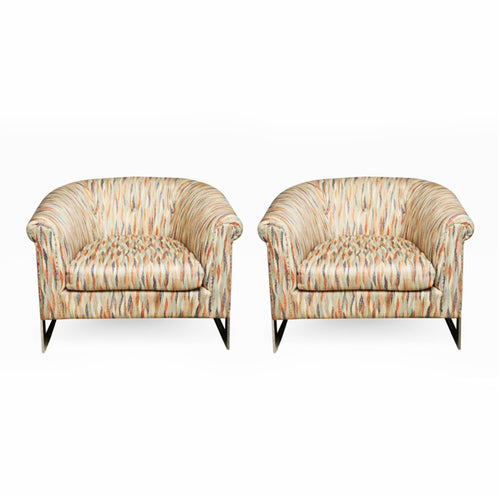 Pair of Milo Baughman Polished Chrome Club Chairs - BOCCARA ART Online Store