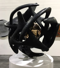Load image into Gallery viewer, Monumental Black Kinetic Bronze Sculpture &quot;Sfera Quantica&quot; by Gianfranco Meggiato - BOCCARA ART Online Store