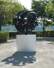 Load image into Gallery viewer, Monumental Black Kinetic Bronze Sculpture &quot;Sfera Quantica&quot; by Gianfranco Meggiato - BOCCARA ART Online Store